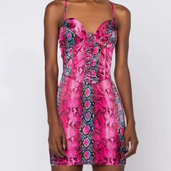 Akira Pink Snake Print Mini Dress Size: Small - Picture 1 of 6